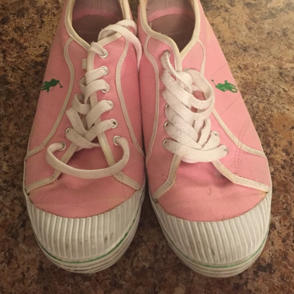 Ralph Lauren pink tennis shoe