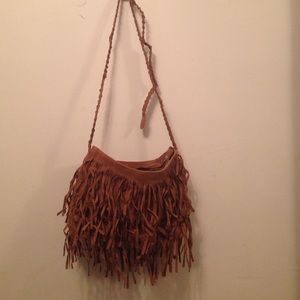 Brown fringe bag