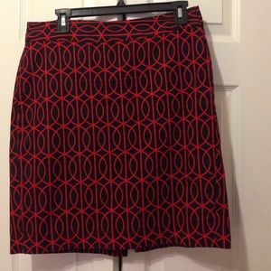 Banana Republic red and navy blue pencil skirt.