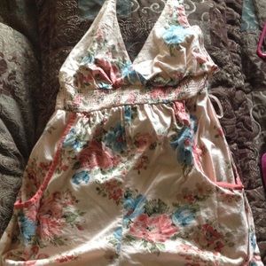 Halter romper with blue and pick flowers