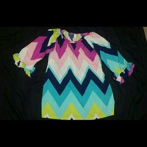Chevron Boho Top, Spring, Size Large, NWOT