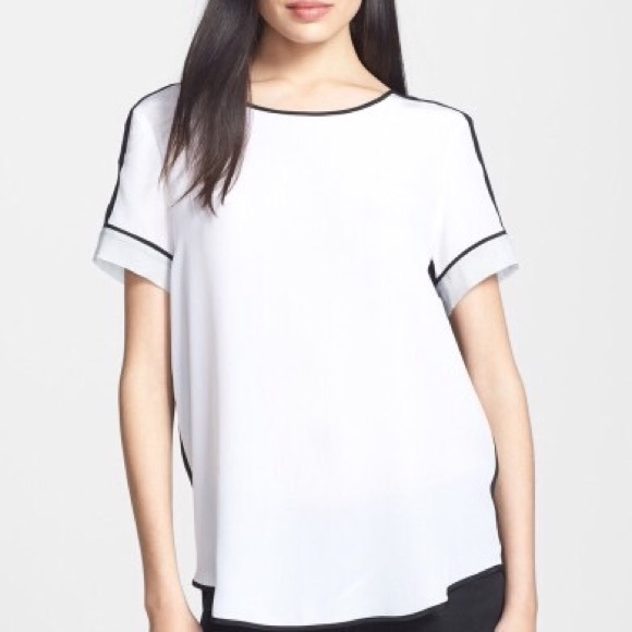 *Host Pick* Rebecca Taylor white black silk top