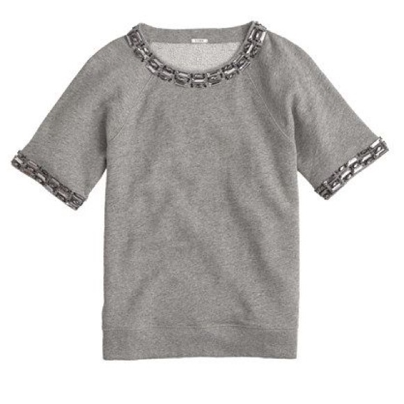 J. Crew Sweaters Jeweled Short Sleeve Sweatshirt Poshmark