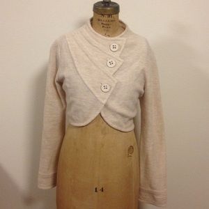 Cream boiled wool shrug cropped shoulder topper