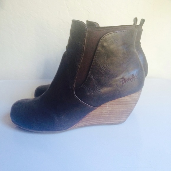 Blowfish Faux Leather Wedge Ankle Boots