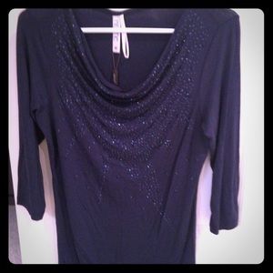 Midnight blue rhinestone embellished top