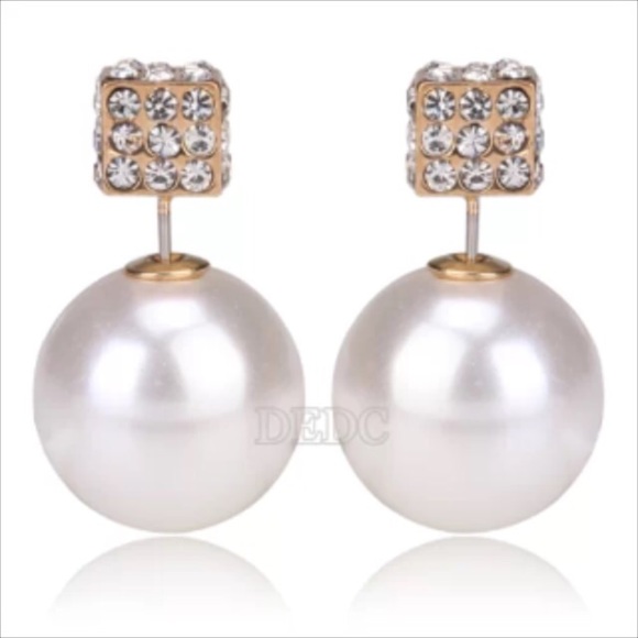 Fashion Jewelry Jewelry - White Square Double Stud Earrings
