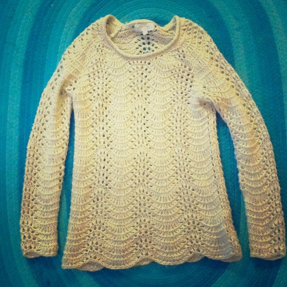 Jessica Simpson crochet beige sweater