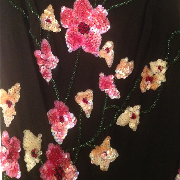Black sequined silk gown