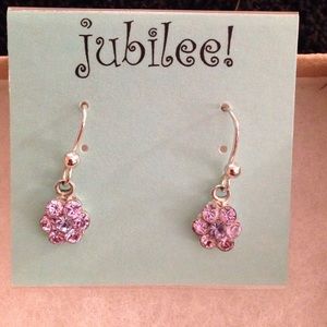 NWOT Purple floral crystal earrings.