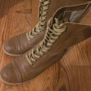 Brown combat boots