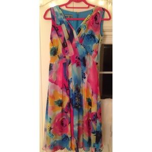 Silk blue floral dress