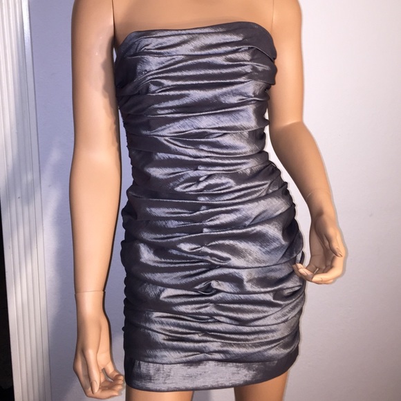 Jessica McClintock Silver Tube Top Dress