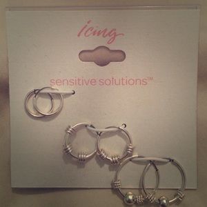 3 pack silver hoop earrings