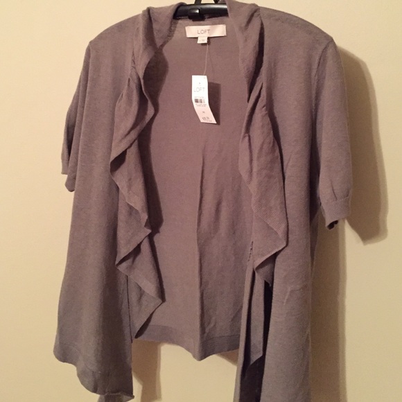 Cardigan, ruffled, gray.Cute w/ a summer dress.