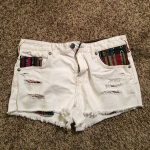 Free People White and Tribal print Shorts