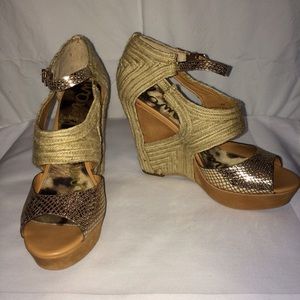 Sam Edelman Wedges - Jute/silver&gold