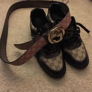 Men's Gucci belt and Gucci shoes bundle.