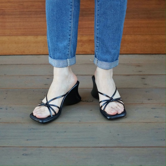 Black strappy platform sandals