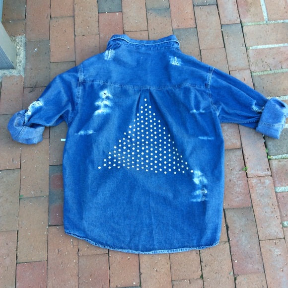 NWT LF Triangle Studded Back Denim Chambray - Picture 4 of 4