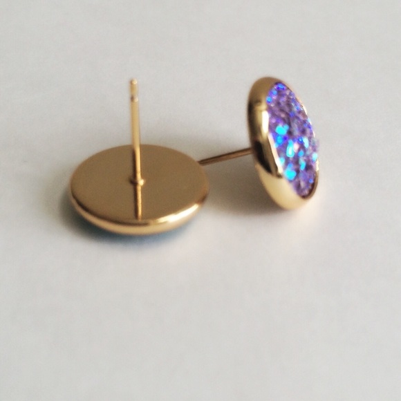 3 for 15🎀light purple iridescent Drusy style stud - Picture 5 of 6