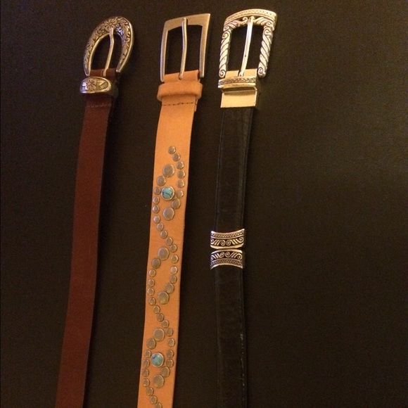 3 Leather Belts size 34"