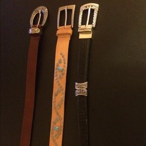 3 Leather Belts size 34"