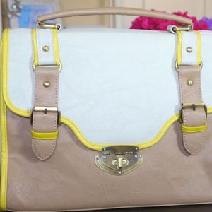 Chelsea Colorblock Satchel in Tan and Neon