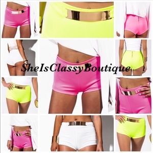 Combo Pack 3 For $45 Neon Color Gold Belted Shorts