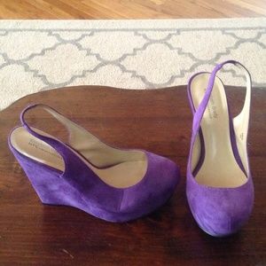Purple suede wedges