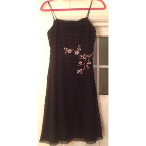Black silk Asian patterned short dress