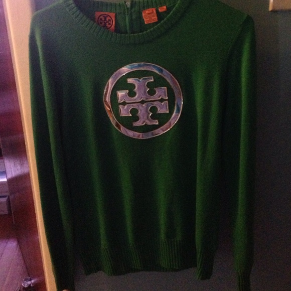 Green tori burch logo sweater M