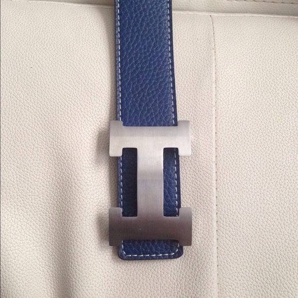 Real leather reversible H belt