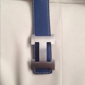 Real leather reversible H belt