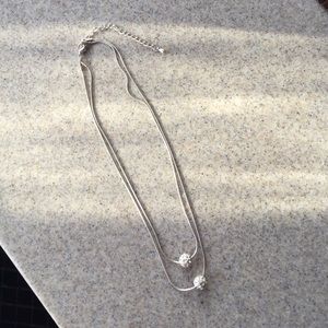 Silver tone double strand necklace