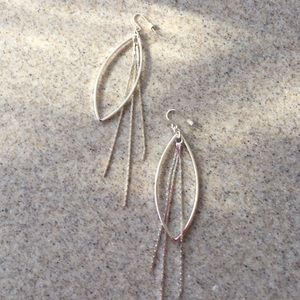 Silver tone dangle earrings