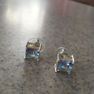 Blue rhinestone earrings