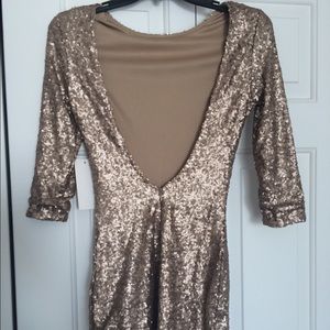 Tobi gold sequence dress