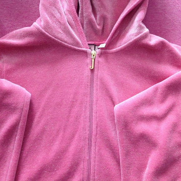 Pink Glitter terry cloth juicy zip up size large