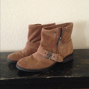 Light brown suede ankle booties