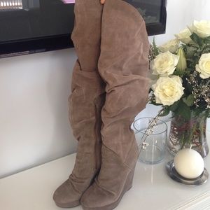 Over the knee suede boots