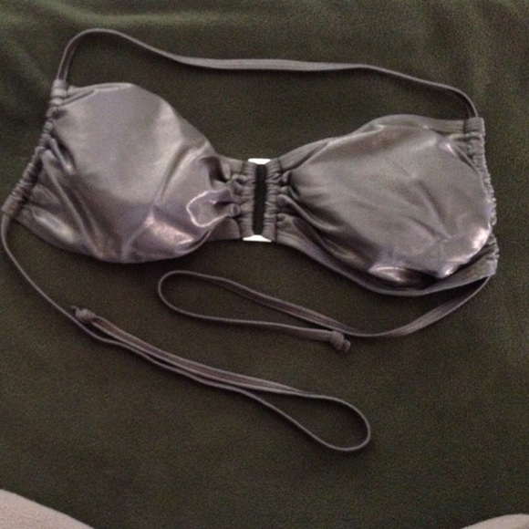 Bikini Bandeau halter metallic top