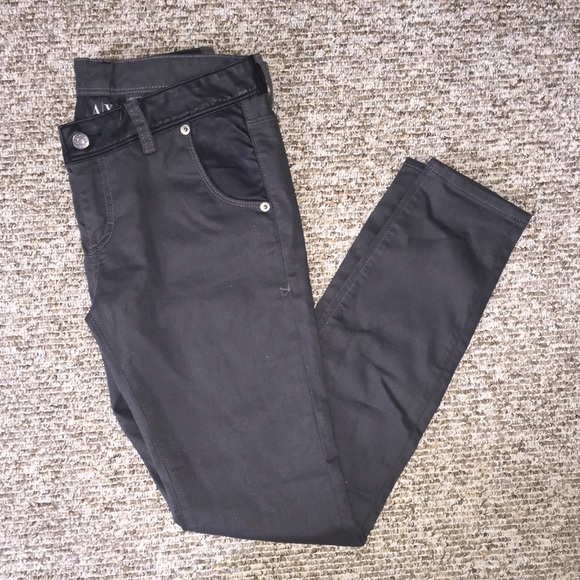 ARMANI EXCHANGE Grey Jeans with leather detail