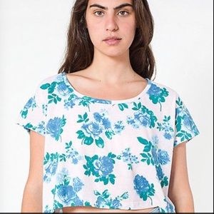 American Apparel Blue floral pocket tee