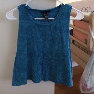 Teal forever 21 acid wash crop top