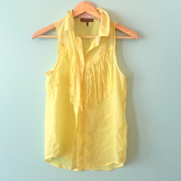 Yellow tank top with fringe