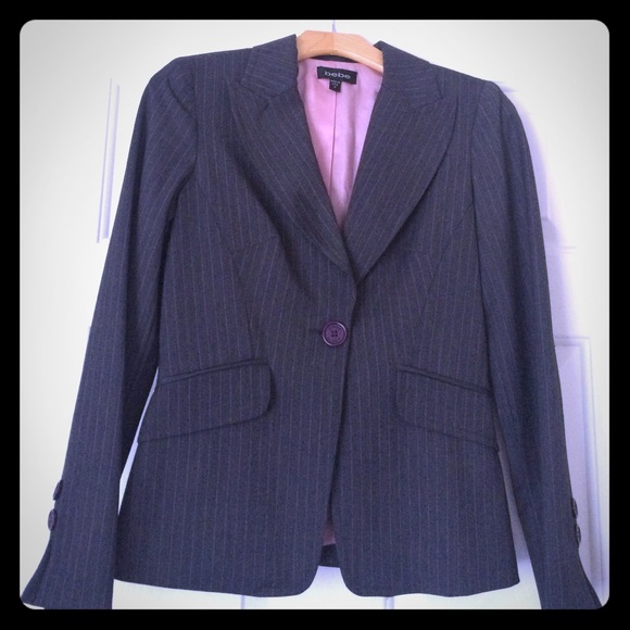 Bebe grey w/pink pinstripe blazer