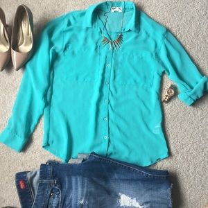 GIFTED Sea foam green/teal colored blouse