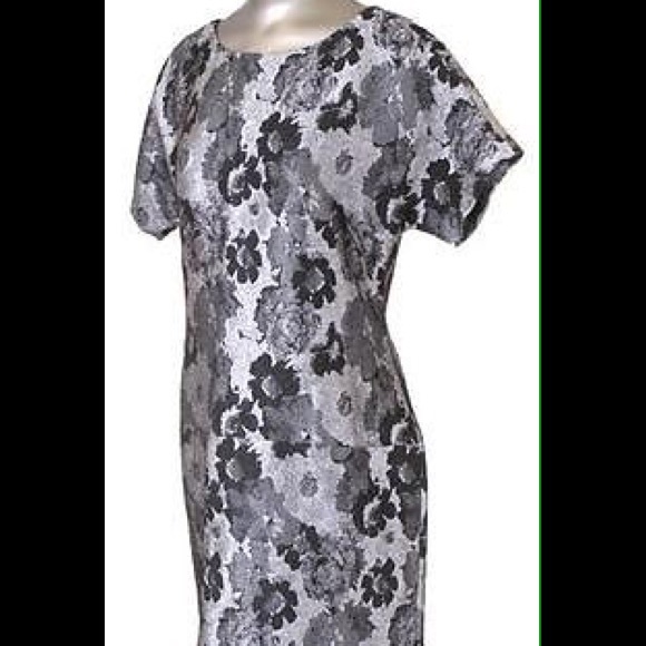 Grey and Black Floral print Sheath - Picture 2 of 3