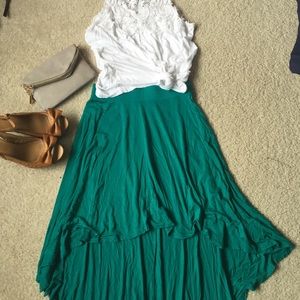 Hi-lo teal skirt